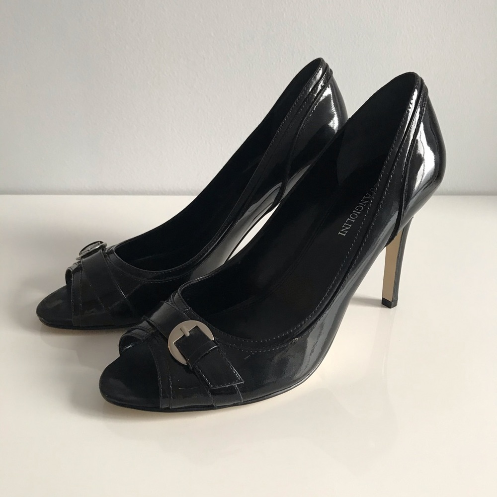 COPY - Enzo Angiolini Eamurray Patent Leather Silver Buckle Black Open Toe Pump… - Picture 3 of 16